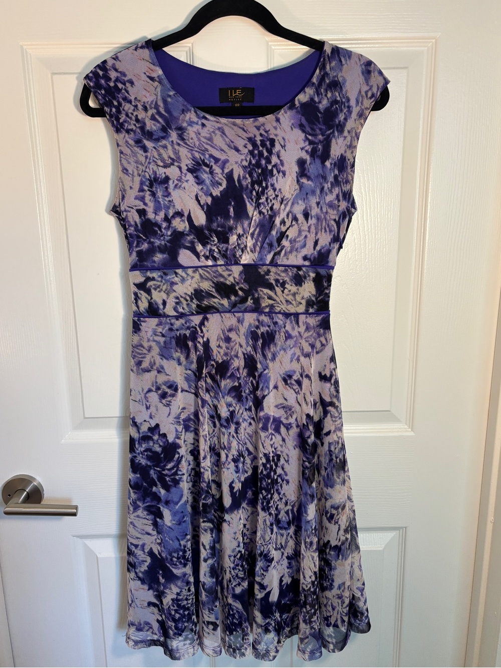 ILE New York Purple Watercolor Floral Fit & Flare Dress Petite 6P
